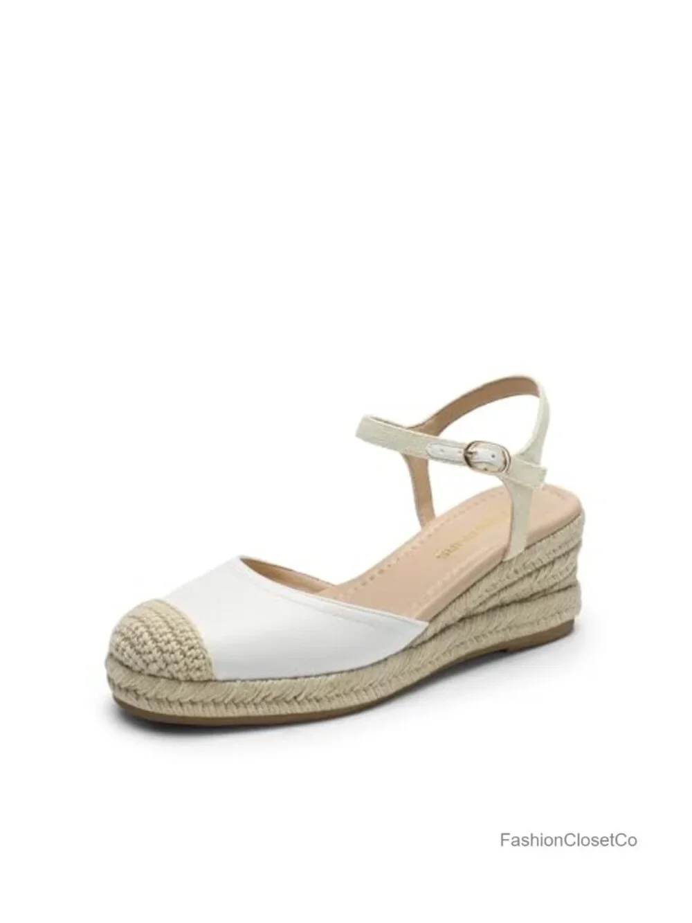 Strappy Espadrille Platform Wedge Sandals, Faux Leather, 2.3